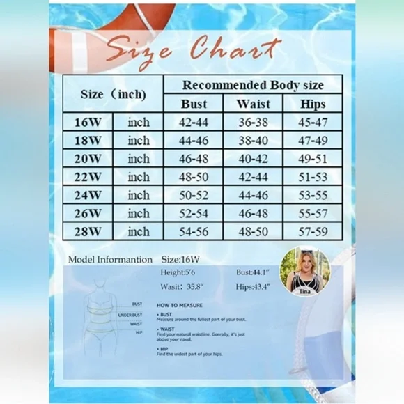 Hanna Nikole Black/White Halter Swimdress
Tankini‎ Top Swimsuit Size 22 NWT - Picture 3 of 10